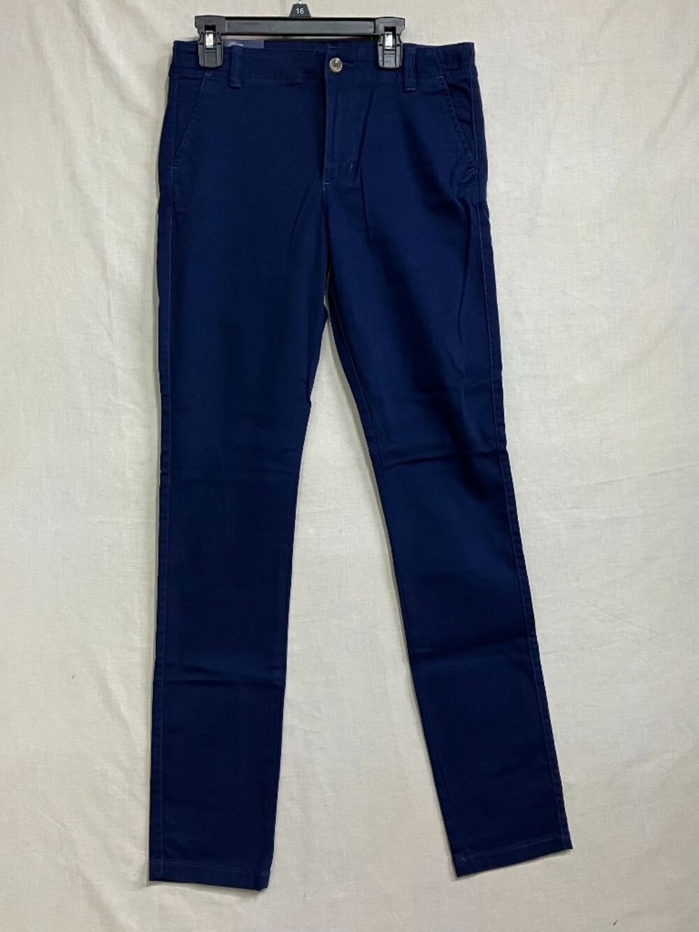 Izod Flat Front Pants Men's 18 Bold Navy Stretch Chino Slim Pockets Straight